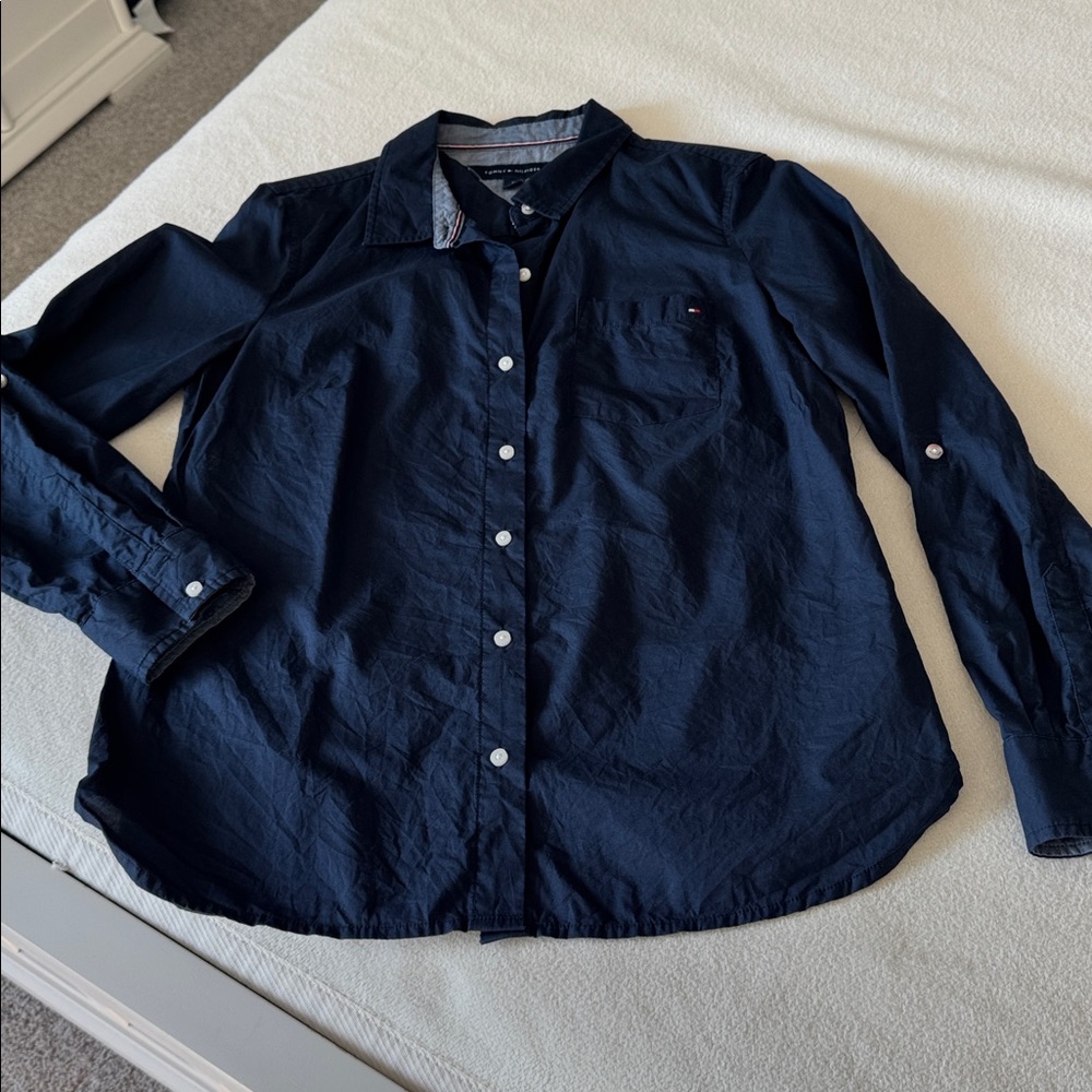 Tommy Hilfiger Navy Blue Button-down women’s Shirt Sz M